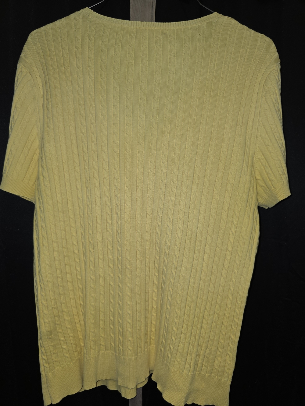 Chaps Women's Yellow Short-Sleeve V-Neck Cable Knit Top - Picture 2 of 7